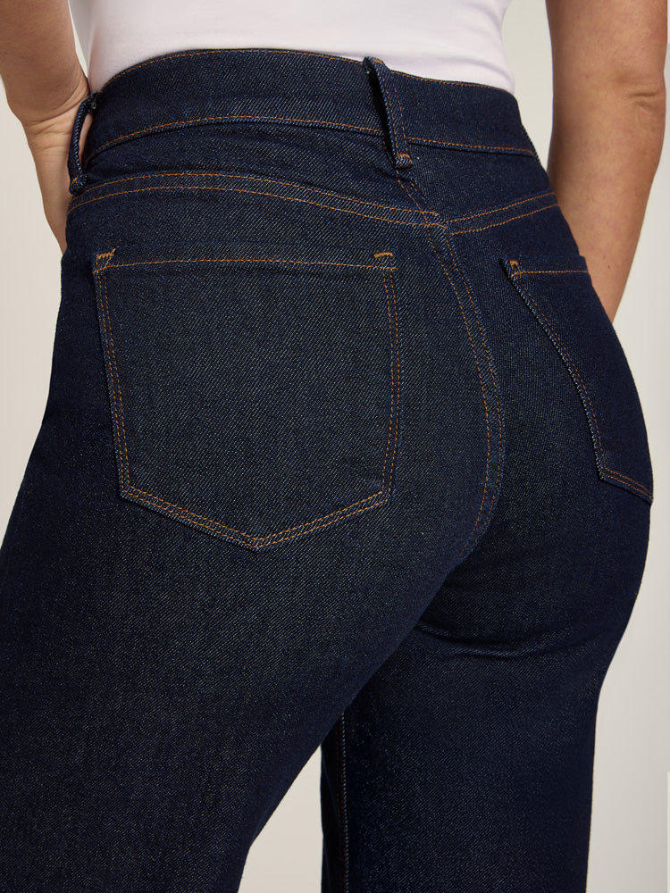 Women wearing Dark Blue High Rise Cropped Straight Leg Gilmore