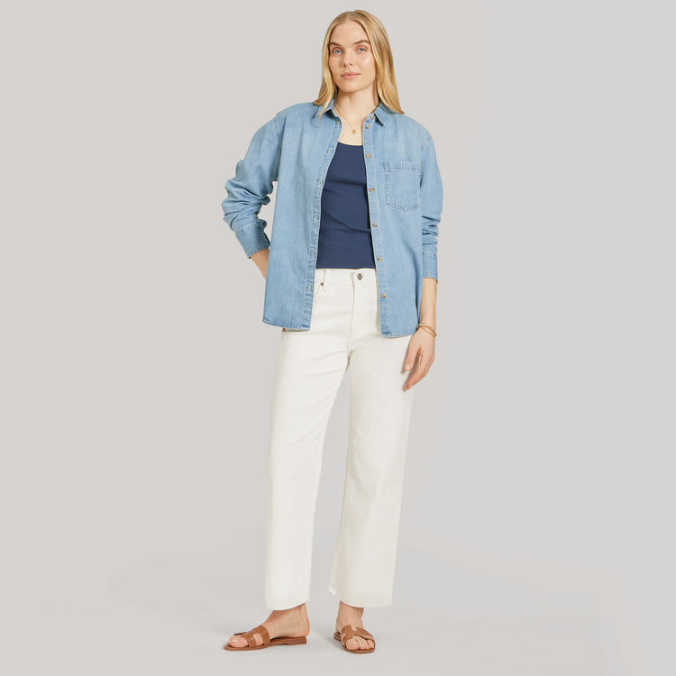 Women wearing Bone High Rise Cropped Straight Leg Mercer