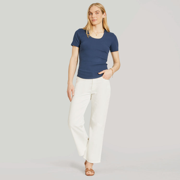 Women wearing Bone High Rise Cropped Straight Leg Mercer