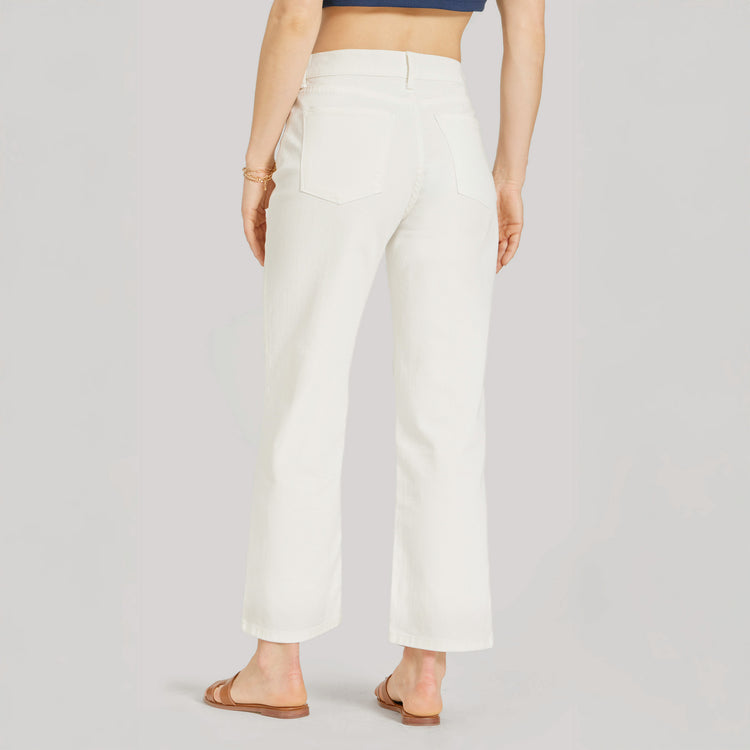 Women wearing Bone High Rise Cropped Straight Leg Mercer