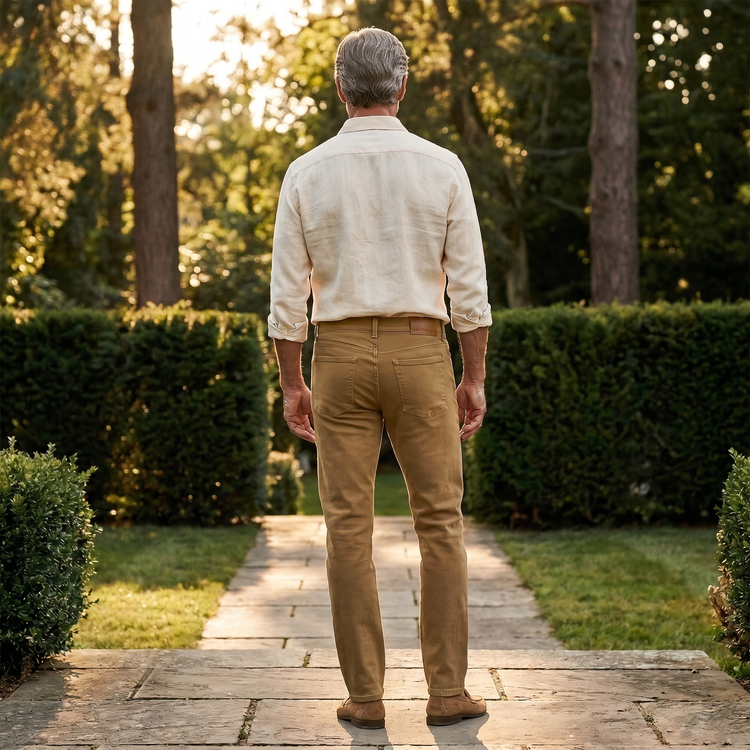 Men wearing Kaki Slim Mercer Jeans