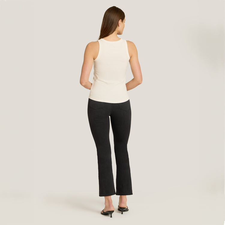Women wearing Dark Gray High Rise Miniboot Ankle Orchard Jeans