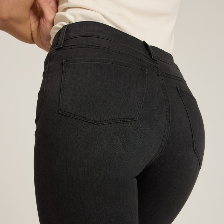 Women wearing Dark Gray High Rise Miniboot Ankle Orchard Jeans