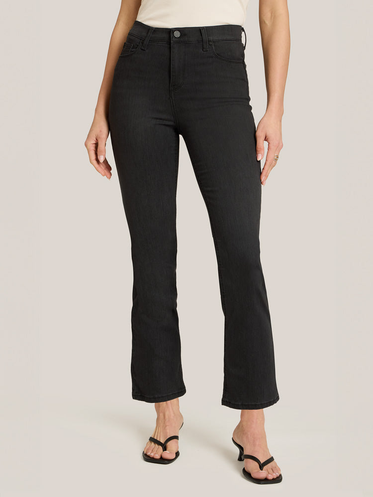 Women wearing Dark Gray High Rise Miniboot Ankle Orchard Jeans