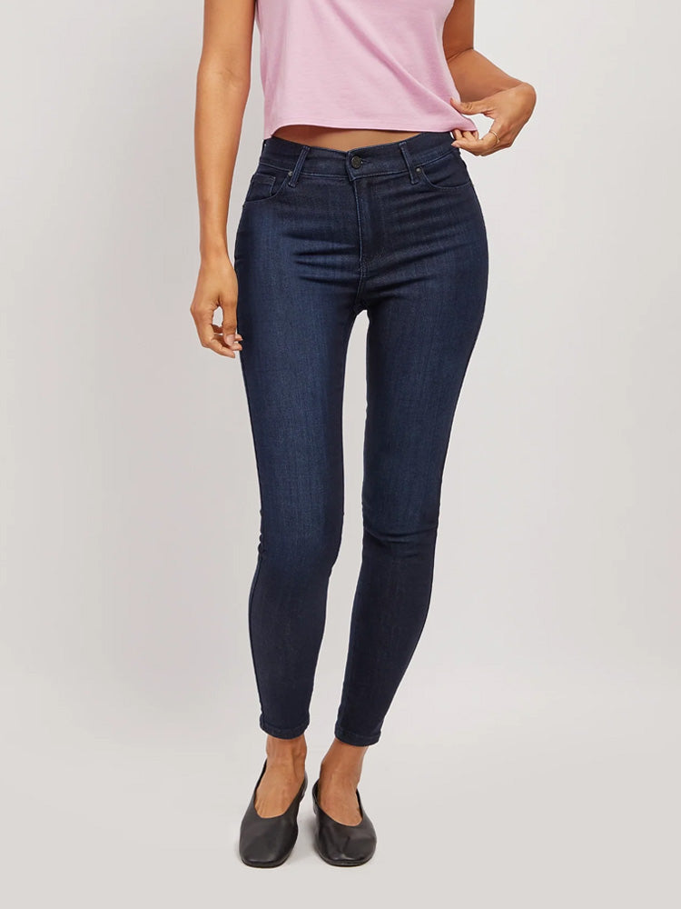 Women wearing Medium/Dark Blue High Rise Skinny Jane Jeans