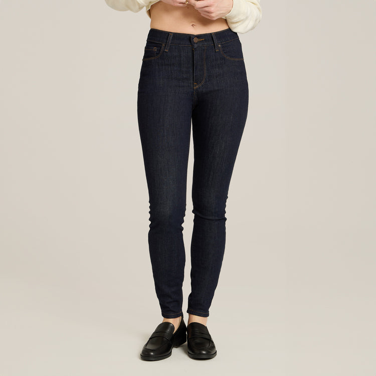 Women wearing Midnight High Rise Skinny Logan Jeans