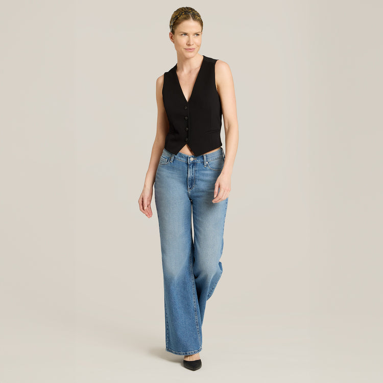 Women wearing Medium Blue High Rise Wide Leg Gilmore