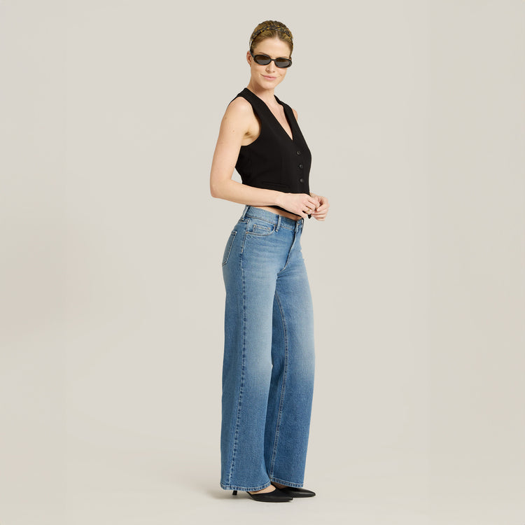 Women wearing Medium Blue High Rise Wide Leg Gilmore