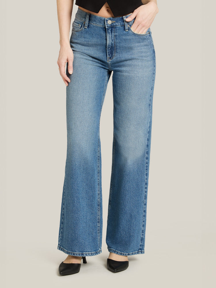 Women wearing Medium Blue High Rise Wide Leg Gilmore