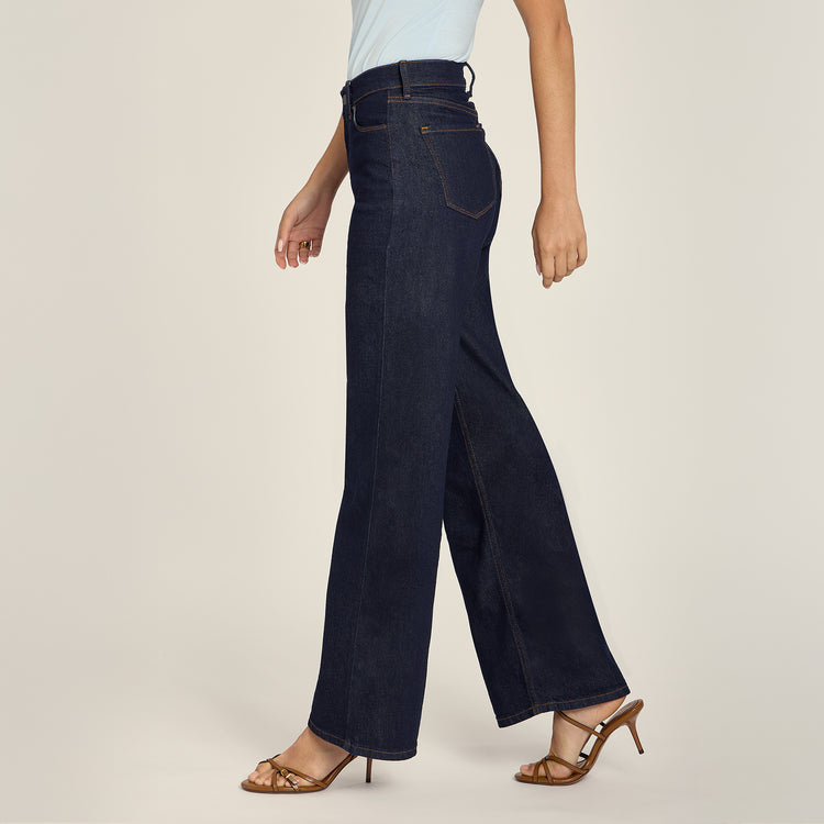Women wearing Dark Blue High Rise Wide Leg Gilmore