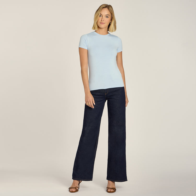 Women wearing Dark Blue High Rise Wide Leg Gilmore