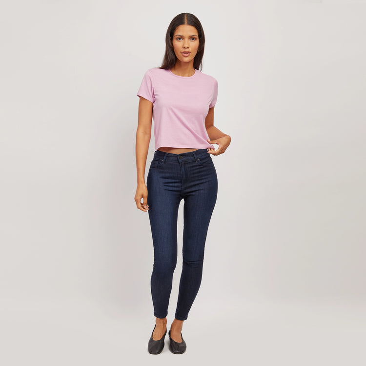 Women wearing Medium/Dark Blue High Rise Skinny Jane Jeans