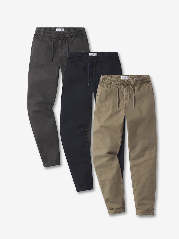 Men wearing Khaki/Dark Gray/Navy The Leisure Pants 3-Pack Pants