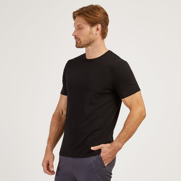 Men wearing Black Luxe Stretch Tee