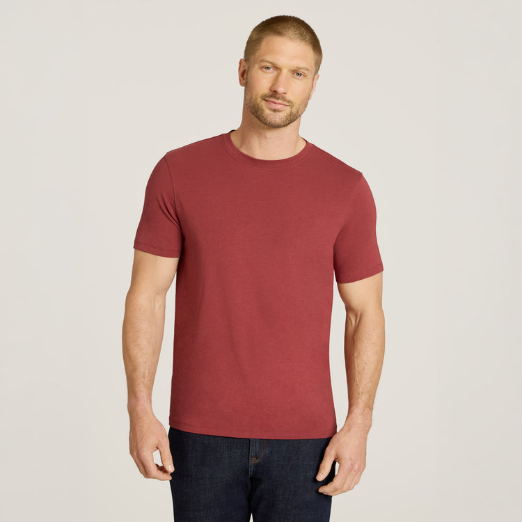 Men wearing Brick Red Luxe Stretch Tee