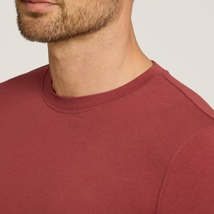Men wearing Brick Red Luxe Stretch Tee