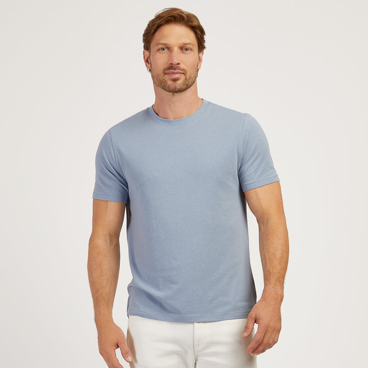 Men wearing California Blue Luxe Stretch Tee