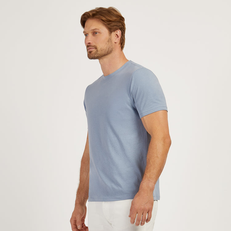 Men wearing California Blue Luxe Stretch Tee