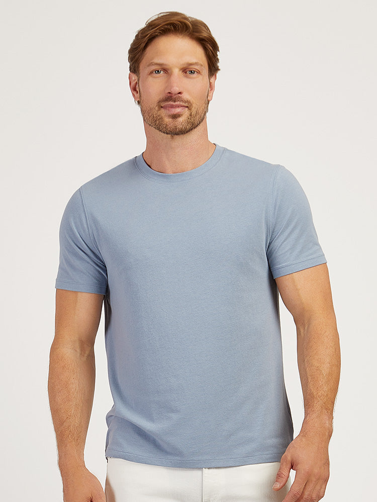 Men wearing California Blue Luxe Stretch Tee