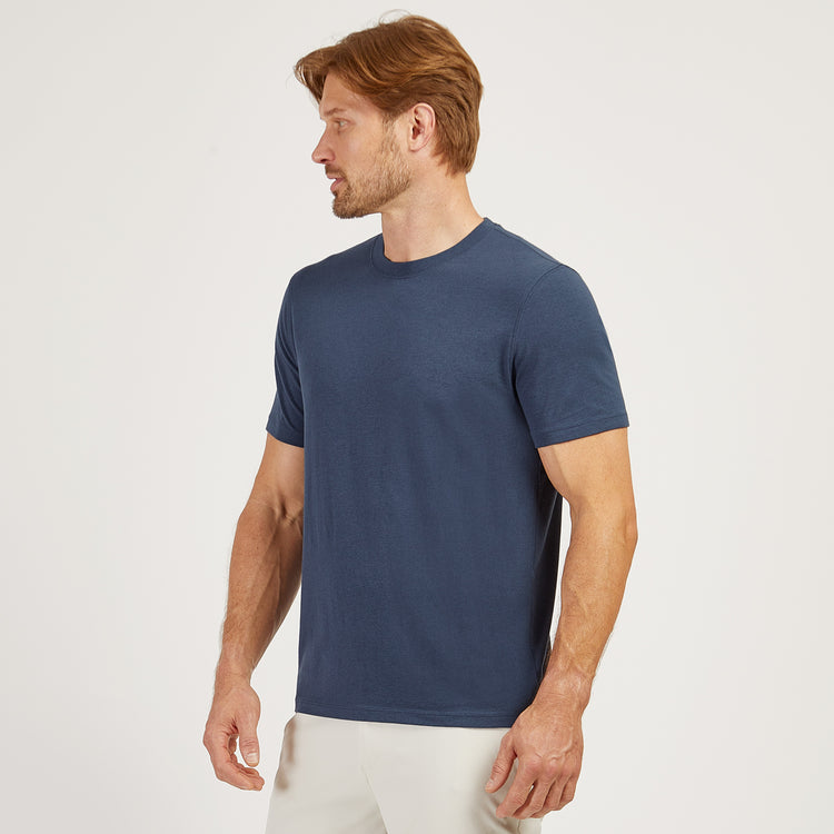 Men wearing Graphite Blue Luxe Stretch Tee