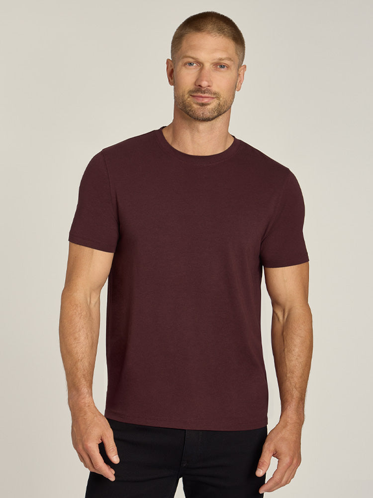 Men wearing Maroon Luxe Stretch Tee