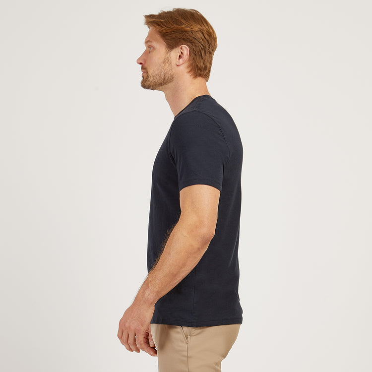 Men wearing Navy Luxe Stretch Tee
