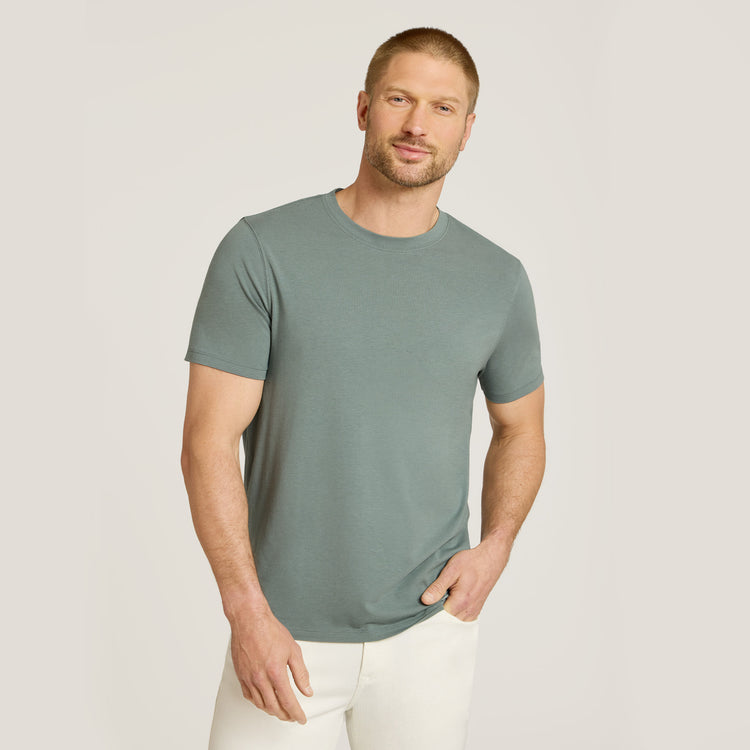 Men wearing Sea Grass Luxe Stretch Tee