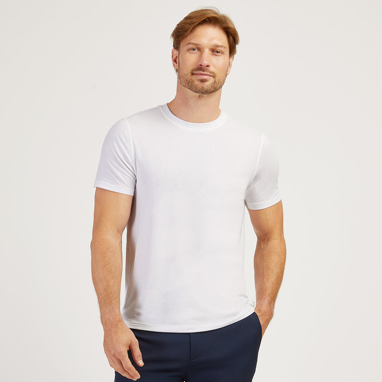 Men wearing White Luxe Stretch Tee