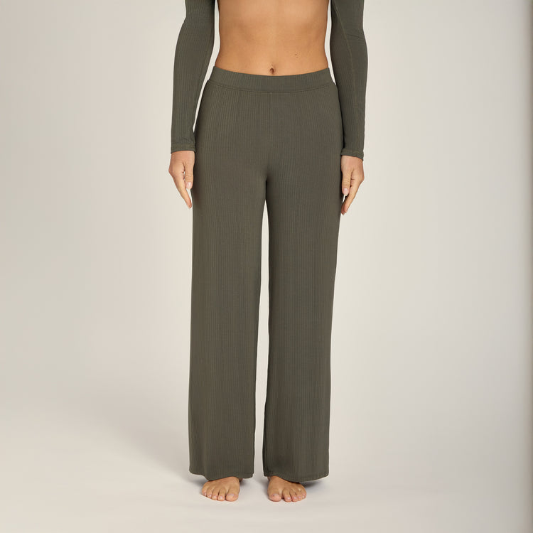 Women wearing Evergreen Lounge Wide Leg Pants