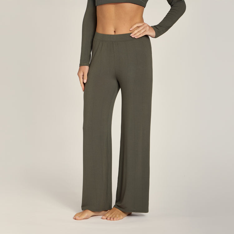 Women wearing Evergreen Lounge Wide Leg Pants