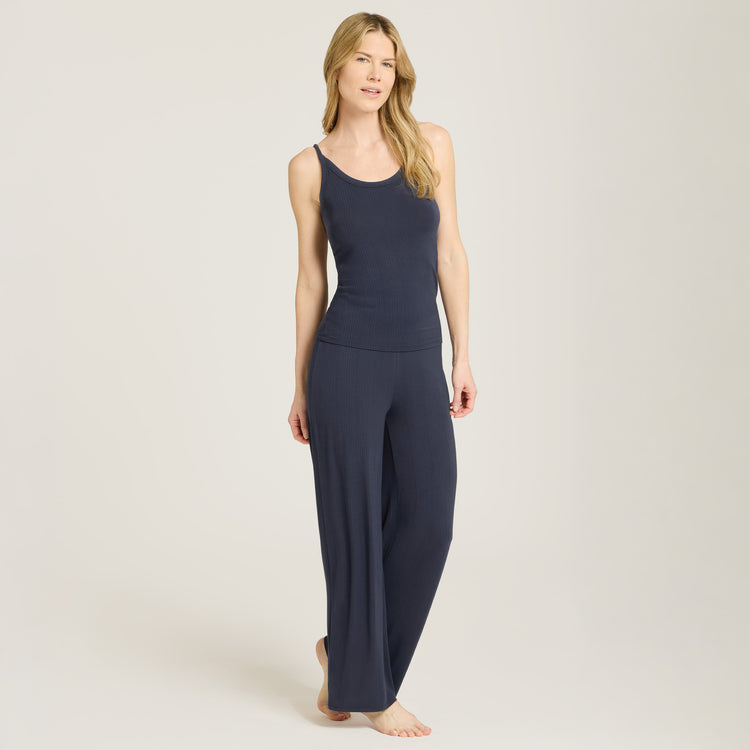 Women wearing Navy Lounge Wide Leg Pants