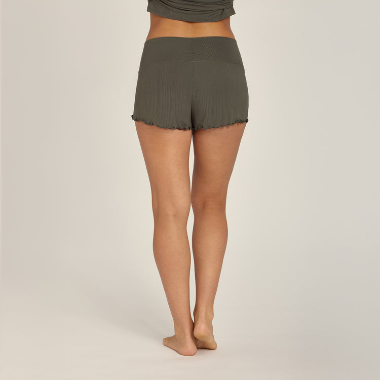 Women wearing Evergreen Lounge Wide Waistband Shorts