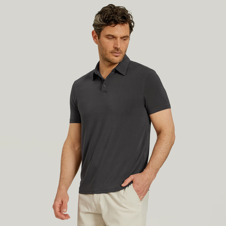 Men wearing Dark Gray Luxe Performance Polo