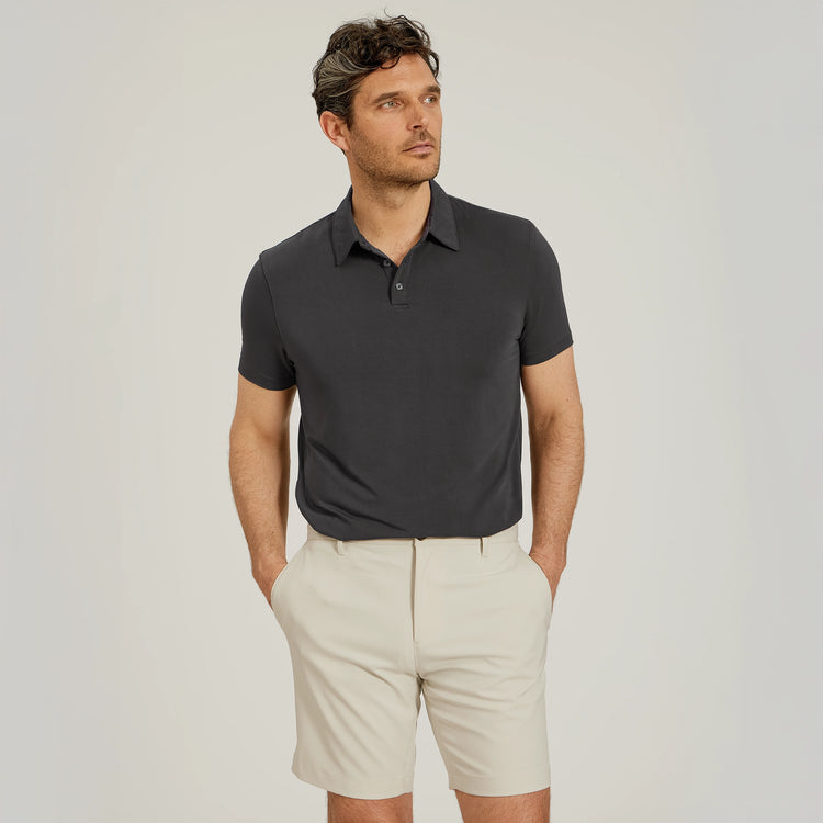 Men wearing Dark Gray Luxe Performance Polo
