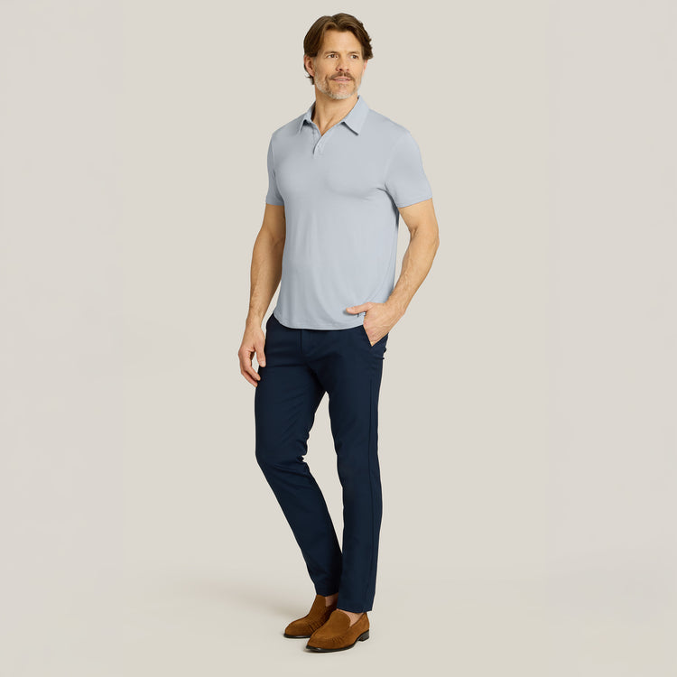 Men wearing Ice Blue Luxe Performance Polo
