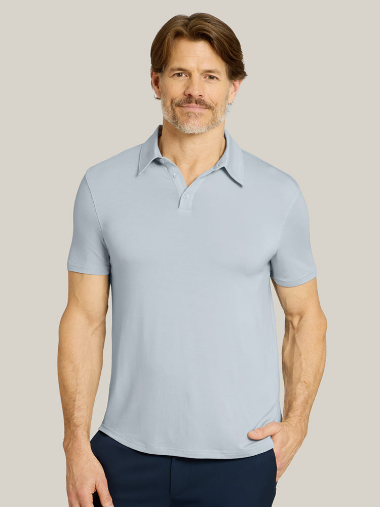 Men wearing Ice Blue Luxe Performance Polo