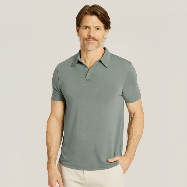 Men wearing Sea Grass Luxe Performance Polo