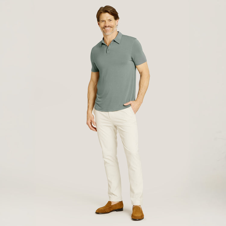 Men wearing Sea Grass Luxe Performance Polo