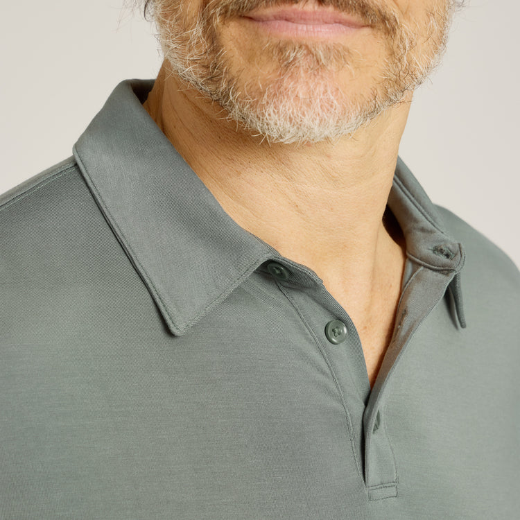 Men wearing Sea Grass Luxe Performance Polo
