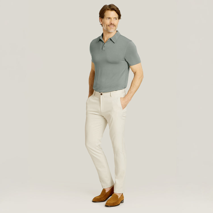 Men wearing Sea Grass Luxe Performance Polo