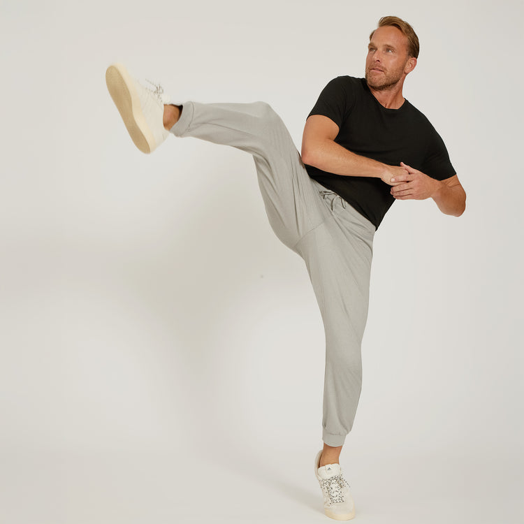 Men wearing Silver Gray Heather Performance Stretch Jogger
