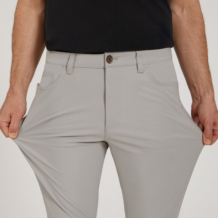 Men wearing Silver 5 Pocket Travel Pants