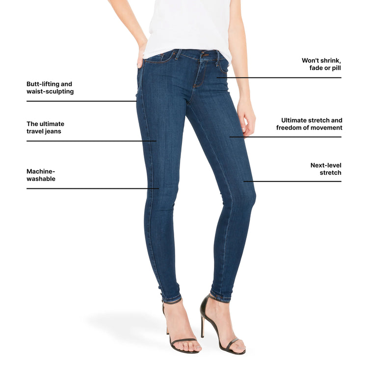 Women wearing Medium Blue Mid Rise Skinny Jane Jeans