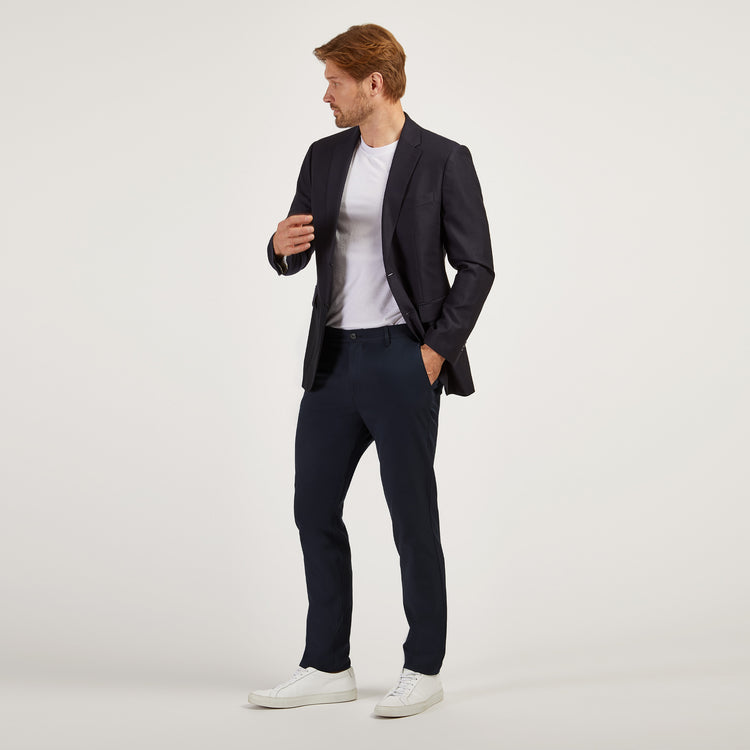 Men wearing Navy Tech Slim Pants