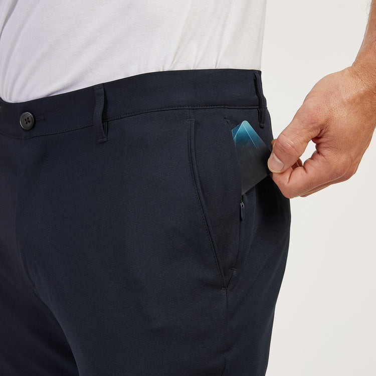 Men wearing Navy Tech Slim Pants