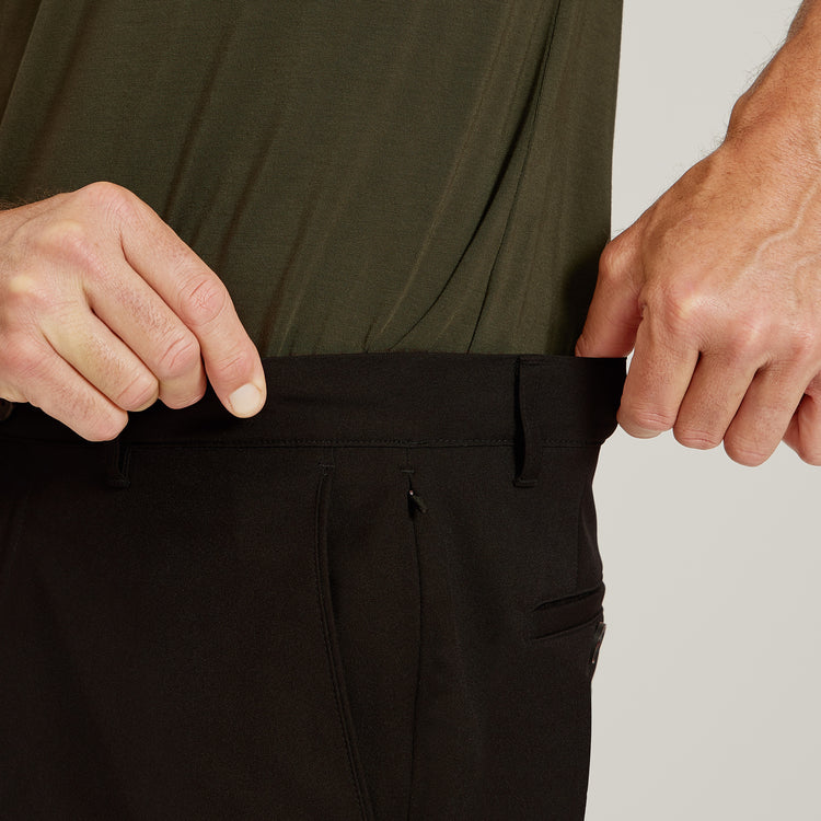 Men wearing Black Tech Shorts
