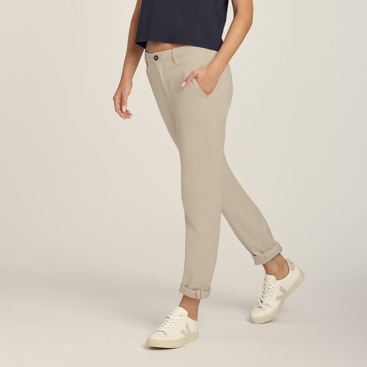 Women wearing Ecru Unisex Chino Pants