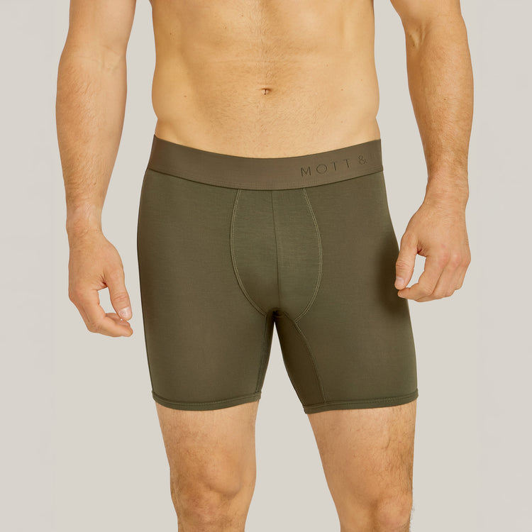 Men wearing Dark Moss Second Skin Boxer Brief