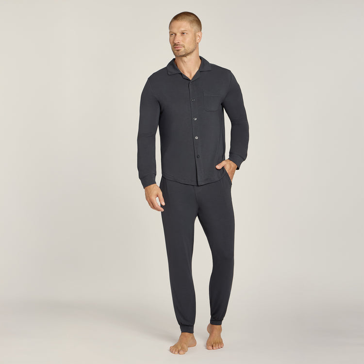 Men wearing Dark Gray Unisex Pajama Pants