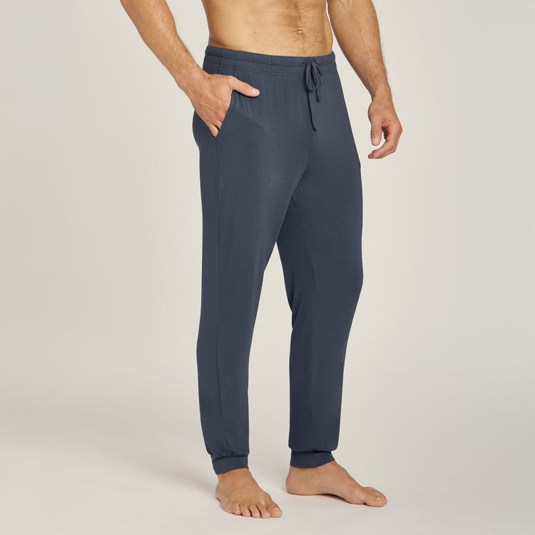 Men wearing Graphite Blue Unisex Pajama Pants